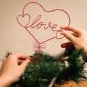 Lenwen 8.46 Inches Valentine Day Mini Tree Topper Intertwined Heart Love Tree Topper Iron Metal Heart Treetop Ornaments for Home Valentines Holiday Party Decoration