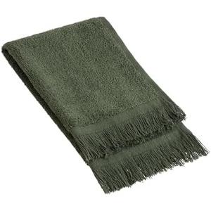 The Holy South - Fringed Reversible Fingertip Hand Towel (Size 11" W x 18" L) Terry Cotton Washcloth Set for Face and Bathroom use. (3, Forest Green)