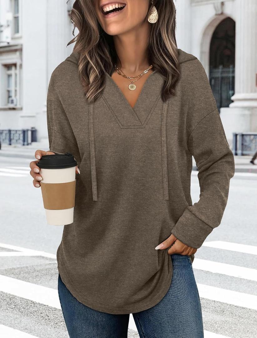 Women Hoodies Fall Fashion 2026 Lightweight Halloween Sweater Tops Long Sleeve Shirts Brown Plaid (3X-Large, Coffee)