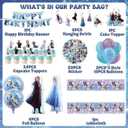 102 Psc For Frozen theme party setup, easy to assemble decorations, including children's DIY cake toppers and background cloth sets, perfect for children's birthday parties.