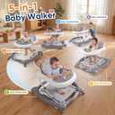 5 in 1 Foldable Baby Walker with Wheels, Music and Lights Bouncer Combo, Rocker, Activity Center for Baby Boys Girls, Adjustable Speed and Height for 6-18 Months (Grey)