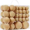 Velvet Christmas Ball Ornaments Set-46pcs Flocked Shatterproof Christmas Tree Decorations Plastic Xmas Decorative Hanging Ornaments for Xmas Holiday Home Decor, 3 Sizes (Light Khaki)