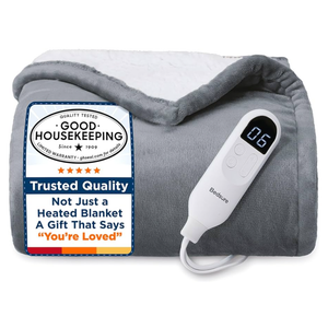 Bedsure Heated Blanket Throw Blanket - Fast Heating Electric Blanket, Soft Flannel Heated Throw with 4 Time Settings, 6 Heating Settings, Warm Gifts for Grandma & Grandpa & Seniors (50"x60", Grey)