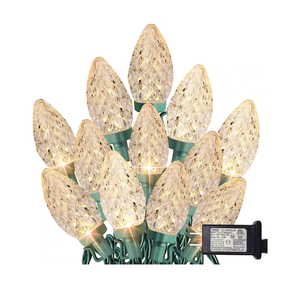 Dazzle Bright C9 Christmas String Lights, 100 LED 66 FT Waterproof Connectable Green Wire Fairy Lights, Christmas Lights for Indoor Outdoor Home Yard Xmas Tree House Decorations (Warm White)