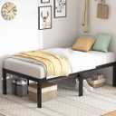 QEROMY Twin Bed Frame - 18 in Sturdy Platform Bed Frame Twin Size, Heavy Duty Metal Bed Frame No Box Spring Needed, Quick & Easy Assembly, No Noise, Black