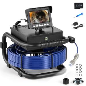 ZELCAN Sewer Camera, Drain Camera 165FT with 4.3 in. LCD Screen, Waterproof IP68 Borescope Plumbing Camera with 12 LED Lights with 5300mAh Battery DVR Recorder, Included 32GB Card