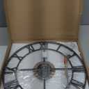 Large Modern Metal Wall Clocks Rustic Round Nearly Silent Little Ticking Battery Operated Roman Numerals Clock for Living Room/Bedroom/Kitchen Wall Decor-(Black, 47cm) (19 Inch)