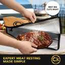 New Extra LARGE Collapsible BBQ Prep Tub with LOCKING LID & Meat Resting Bag - BPA Free Cutting Board with Lid, Leak Free, Strong Drain Hole for Meal Prep, Marinating, Grilling & Food Storage (Black)
