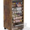 WOPITUES Storage Drawer Cart, Mobile Storage Cabinet, Makeup Storage with 10 Large Clear Drawers, Utility Wooden Rolling Cart on Wheels, for Cosmetic, Art Craft, Office Supplies, Toy, Brown