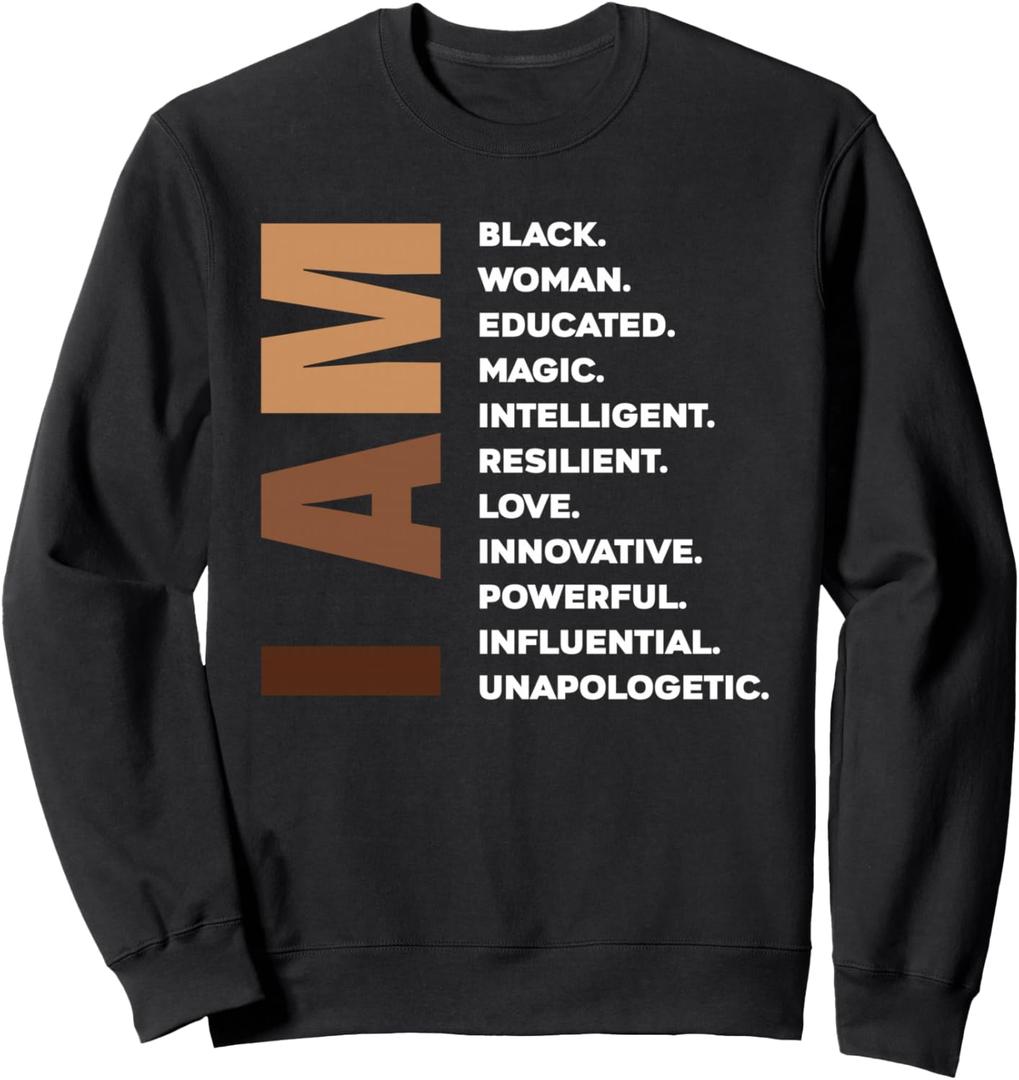 Womens Melanin Queen Afro American Women Black Woman Sweatshirt, Size 2XL