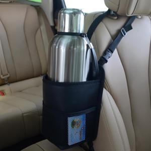 Large Car Cup Holder Expander, Fits Large 24/36/40/46oz Water Bottles, Big Drinks Holder Bag- Universal Auto Vehicle for Cars, SUV & Truck RV's Golf-carts (Black)