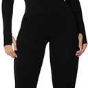 Sunzel 28 
Women's Long Sleeve Striped Unitard Catsuits Bodycon Jumpsuits Long Pants Base Layers Tights, Black,S