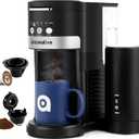 Sincreative Single Serve Coffee Maker with Milk Frother, Single Cup Coffee Makers for K Cup Pod or Ground Coffee, Latte Cappuccino Coffee Machine with Strong Brew Function, Gifts for Mom Dad Women Men