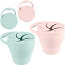 Snack Containers, Silicone Snack Cups for 6-12 Months Toddlers - Pack of 2 Food Grade Silicone Snack Cups with Grip Handle for Baby Led Weaning, Unbreakable (Color 4)