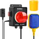 New Upgrade! Sump Pump Alarm, Briidea Indoor/Outdoor High Water Septic Tank Alarm with Dual Power Supply Design, 110dB Alarm, Large LED Indicator, AC Power Light Test Button 10ft Float Switch