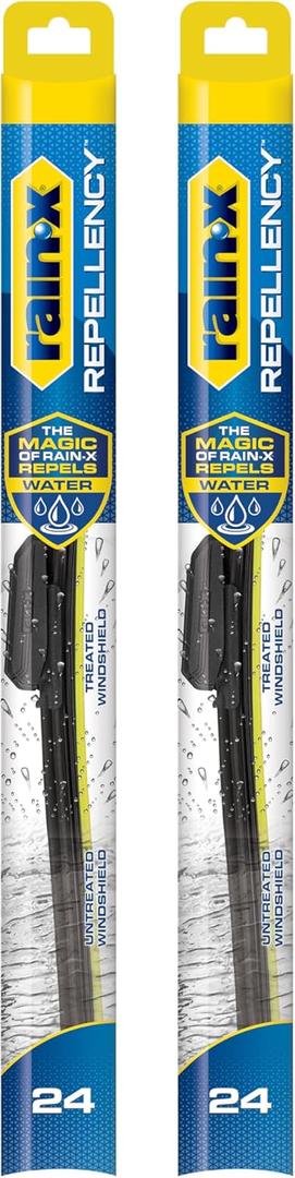 Rain-X 810364 Repellency Water Repellent Wiper Blades, 24" Windshield Wipers (Pack of 2), All Weather Streak-Free for Enhanced Visibility w/Water Repellency Formula