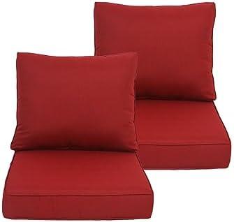 COZYVIDA Outdoor/Indoor 24x27.5 inch Deep Seat Patio Cushions Set of 2 Resilient Foam Filling Water Repellent Stain-Resistant UV Resistant Weather Resistant Patio Cushions Chili