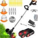 Cordless Weed Wacker Eater Electric Battery Powered, 21V Lightweight Weed Trimmer Edger Lawn Tool with 2Pcs 2000mAh Battery, 3 in 1 Stringless Grass Trimmer/Edger/Brush Cutter for Garden Yard Lawn