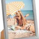 8x10 Wood Frame Grey, Rustic Natural 10x8in Gray Woodgrain Picture Photo Frame, Wooden 8 x 10inch Gallery Pic Frame with HD Plexiglass, Horizontal Vertical Wall Mounting Tabletop Display 1Pcs