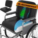 Wheelchair Cushion for Pressure Relief - (2-Piece Set) 18x16 Anti-Slip Wheelchair Seat Cushions for Adults, Seniors with Lumbar Pillow and Removable Strap, Gel Cushion for Wheelchair (Black)