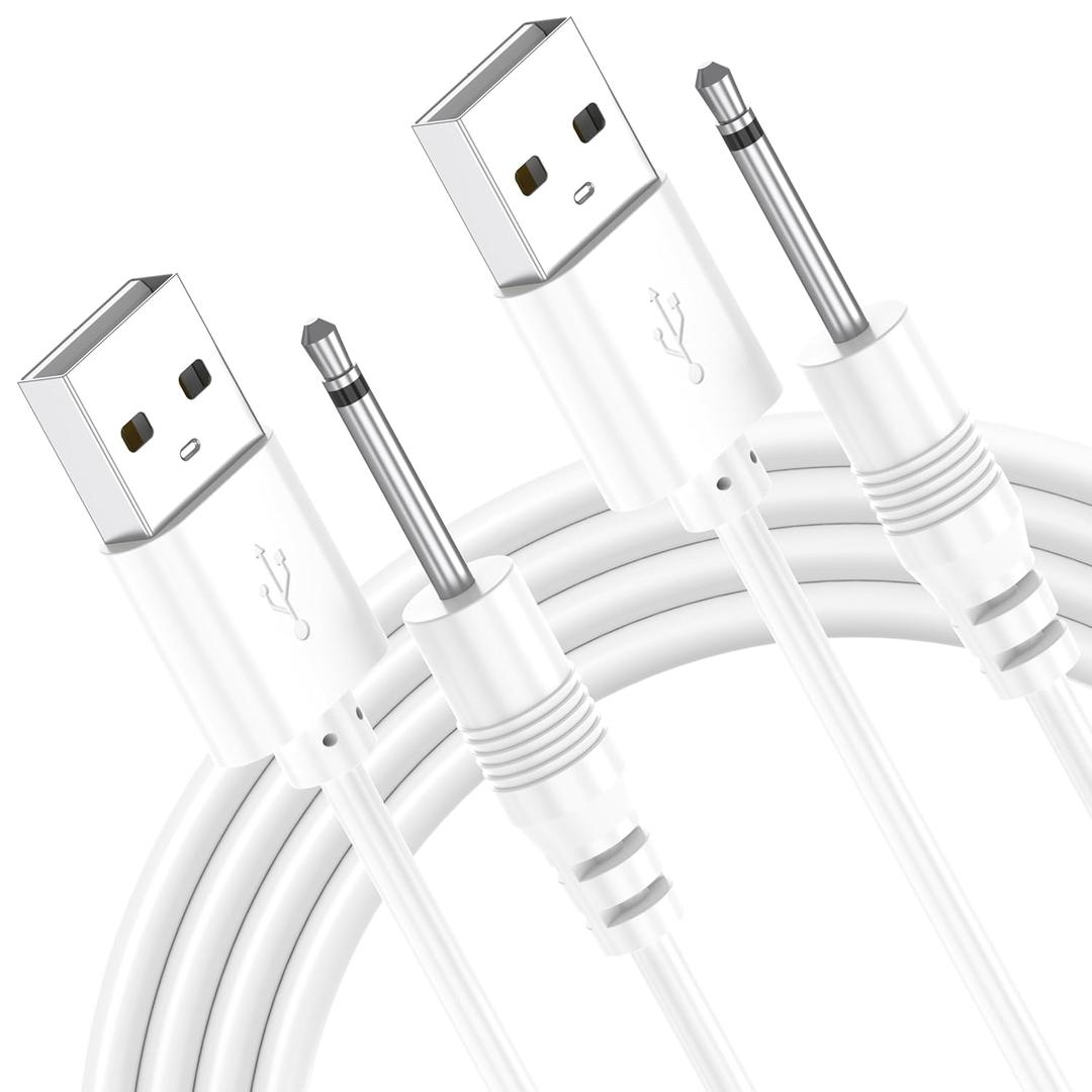 Vanjua 2 Pack Replacement DC Charging Cable, USB to DC 2.5mm Fast Charger Cord Adapter - 2.5mm Massager Charger