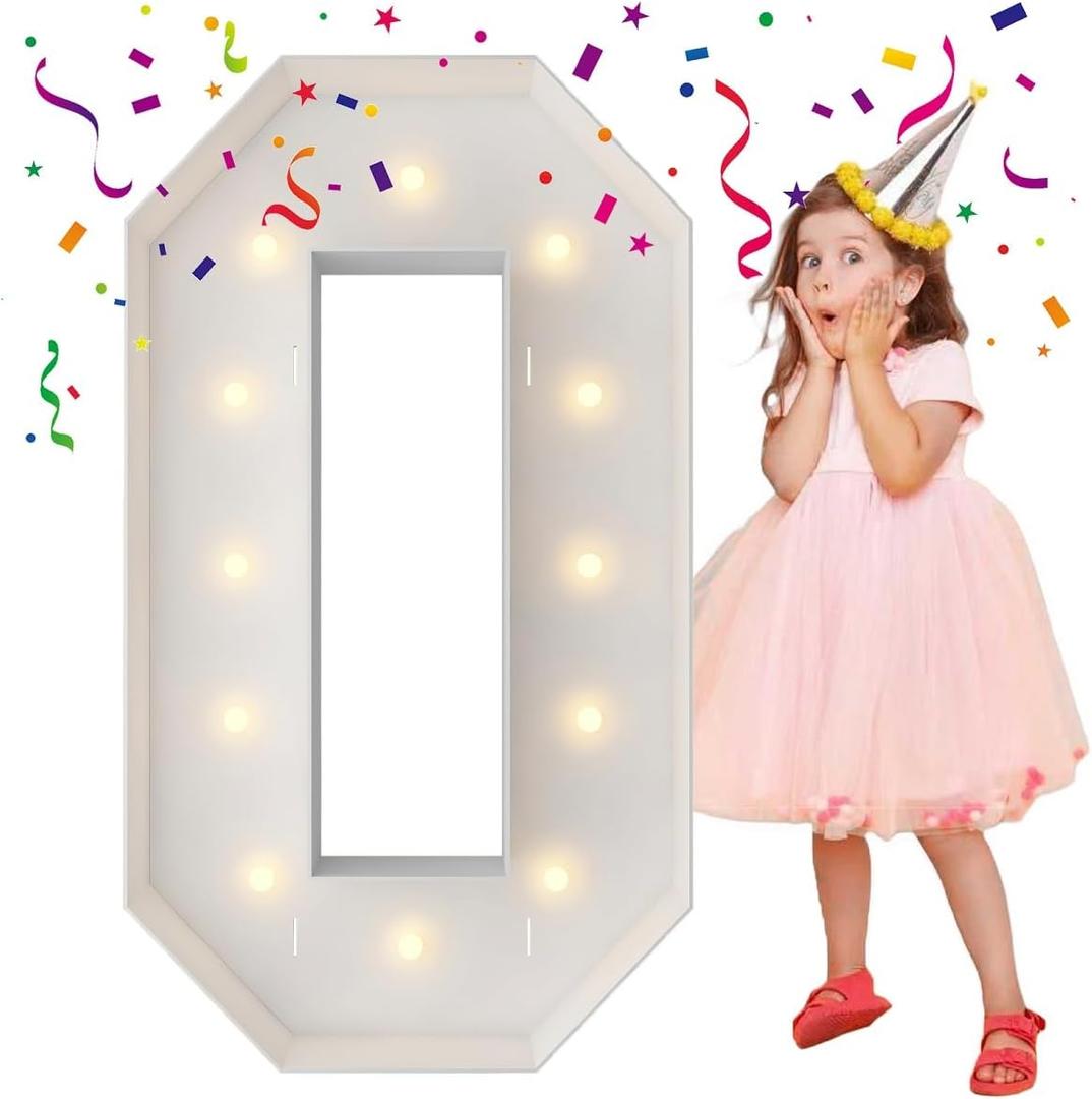 4FT Marquee Light Up Letters, Large Marquee Letters, Mosaic Balloon Frame Letters Big Letters for Engagement Wedding Decorations Birthday Party Backdrop Decor, Balloon Arch Kit Letter O