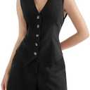 SUUKSESS Women's Button Down V Neck Vest Pockets , M