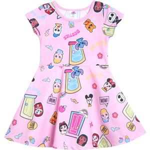 Disney French Terry Essential Dress Infant to Big Kid Sizes (18 Months - 14-16) (5, Disney Doorables, Pink)