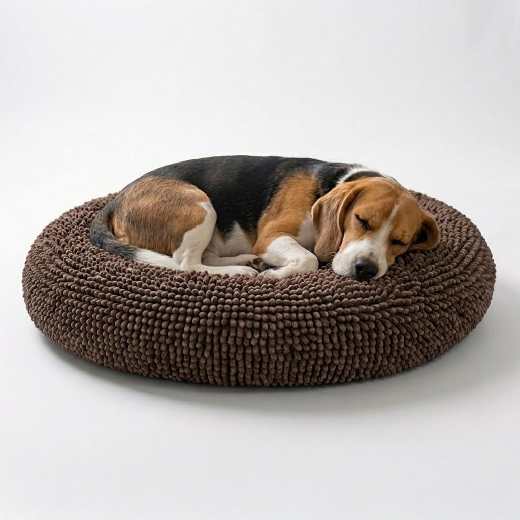 Muddy MatCloud K-9 Bed for Dogs & Cats, Soft & Relaxing Donut Dog Bed, Chenille Material, Removable Cover, Washable & Dryer SafeBrown Medium(35'x35')