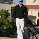 Men's Big Tall Quarter Zip Sweater Mock Neck Pullover Sweaters Fall Winter Casual Knit Pullovers (Black, XXXL)
