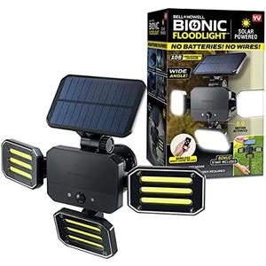 Bell+Howell Bionic Flood Light Original, Solar Lights Outdoor Waterproof- 50% Brighter 108 COB-LED's w/Motion Sensor 180° Swivel, Adjustable Panels for Garden, Lawn and Patio As Seen On TV