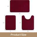 HOMEIDEAS Upgraded Bathroom Rugs Set 3 Piece, Extra Thick Absorbent Soft Memory Foam, Washable Toilet Bath Mat (Burgundy Red,17"x24"+20"x32"+U Shape 20"x24")