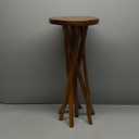 11.8" Round Side Table | Stick Leg Teak Stool | Teak Wood Plant Stand | Accent Table for Living Room, Bedroom, Yard, 27.5" Tall