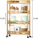 4-Tier Bamboo Kitchen Rolling Cart Removable Wood Trolley Island Cart, Utility Cart Multi-Layer Storage Shelf Rack on Wheels (19.7" L X 7.1" W X37.8 H)