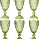 Chaos Coordinator Green Wine Glasses set of 6, vintage Green glassware, colored drinking glasses for a baby shower, wedding, birthday or fancy glassware for everyday,10.5 OZ.
