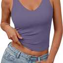 Trendy Queen Womens Tank Tops Double Lined Crop Sleeveless Going Out Camisole Summer Fashion Basic Soft Spring Clothes 2025 (Medium, Purple)