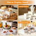 Nestable Buffet Risers - 8 Pcs White Acrylic Food Risers with Signs & Markers Sturdy Dessert Table Display Stands for Parties, Catering, Jewelry & Collectibles (Easy-Store Stackable Cubes: 10'',9'',8", 7", 6", 5", 4", 3")