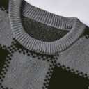 ZAFUL Mens Sweaters Casual Crewneck Textured Long Sleeve Color Block Vintage Knit Pullover Tops (M)