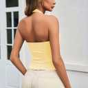 Womens Tank Tops Sexy Halter Neck Going Out Tops Summer 2026 Trendy Backless Workout Shirts Sleeveless Y2k Clothes (Yellow, M)