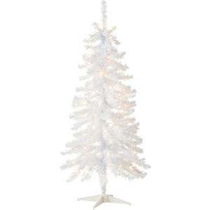National Tree Company 4 ft Pre-Lit Mini Artificial Christmas Tree, White Iridescent Tinsel, 70 Clear Lights, 110 Tips, Includes Stand