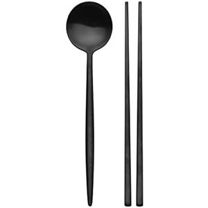 Studio Nova Premium 18/10 Stainless Steel Black Chopsticks & Spoon Set