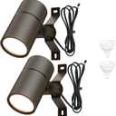 Landscape Down Lighting Low Voltage Spot Lights Outdoor LED Wall Mounted Low Voltage Tree Lights Cast Aluminum Free 5W MR16 LED Bulb Stainless Steel Mounting Bracket 2-Count