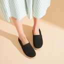 POVOGER Women's Black Flats Mesh Slip On Shoes Breathable Loafers Espadrilles Flats Soft Womens Casual Shoes(Black,US05)