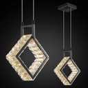 Kitchen Island Mini Light Fixture Modern Led Crystal Pendant Light Black Square Chandelier for Dining Room Living Room Kitchen Bedroom Bar1-Pack