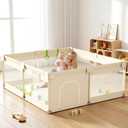 Uanlauo Beige Small Baby Playpen - 47x47in Playpen for Babies and Toddlers