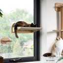 Cat Window Perch and Cat Wall Shelves 2 in 1,Cat Hammock,Steps and 3 Layers Large Cat Perch Bed for Wall and Window.Solid Wood Cat Wall Mounted Furniture &18 Pcs Strong Window Suction Cups