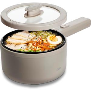 COOK WITH COLOR Electric Hot Pot, 1.6L Mini Cooker, 700W Power, Non-Stick Surface, Thermal Cut-Out Protection, Perfect for Rice, Noodles, Soups, Stews, Dorms, Apartments, and Small Kitchens, Goat/Mink