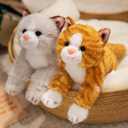 PEACH CAT Striped Cat Stuffed Animal 9.8" Realistic Kitten Plushies Soft Plush Toys Gifts for Kids Orange