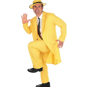 fun shack Adult Yellow Man Costume, Mens Zoot Suit, 90s Movie Character Costume For Men, Halloween Costume XL
