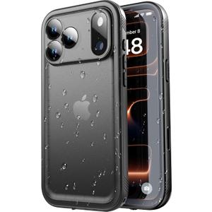 iPhone 17 Pro Max Case, IP68 Waterproof Military Protective Full Body Heavy Duty Shockproof 360 Sealed Dustproof with Camera Screen Protector Phone Cover for iPhone 17 Pro Max 6.9" Black